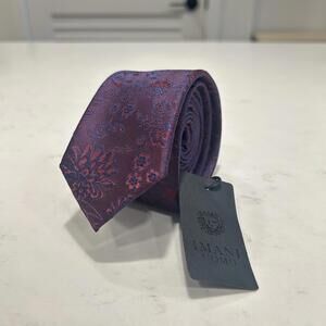 Imani Uomo NWT Tie Silk Floral Purple Handmade